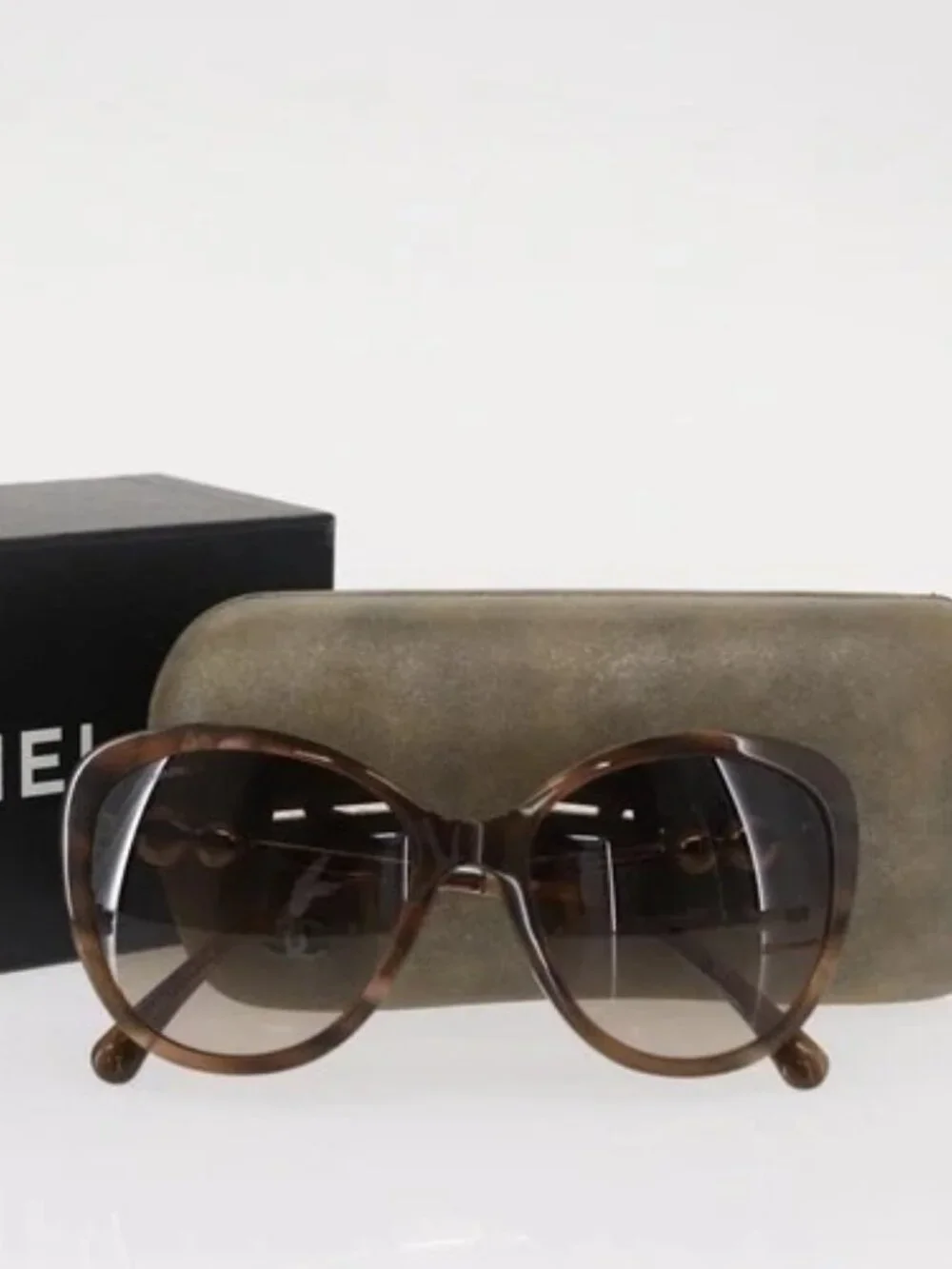 CHANEL Sunglasses plastic Brown CC Auth BA8711V
